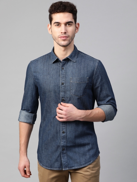 

Marks & Spencer Men Navy Blue Regular Fit Faded Denim Casual Shirt
