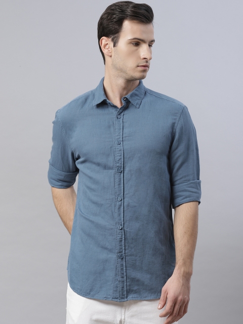 

Marks & Spencer Men Blue Regular Fit Solid Casual Shirt