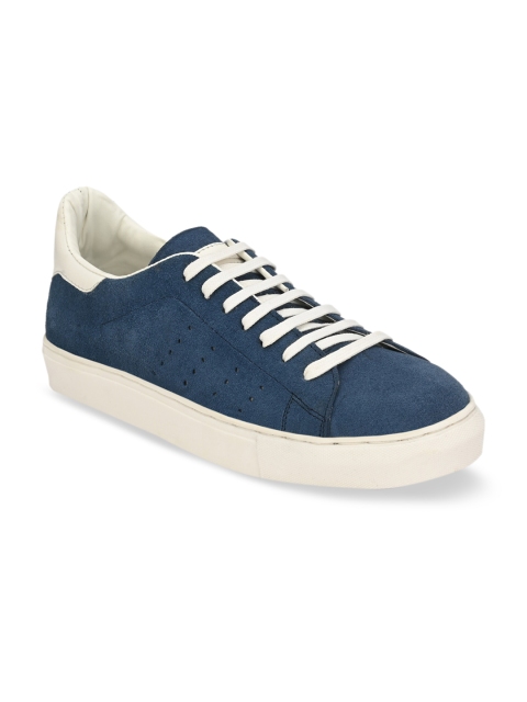

SHENCES Men Navy Blue Genuine Leather Sneakers