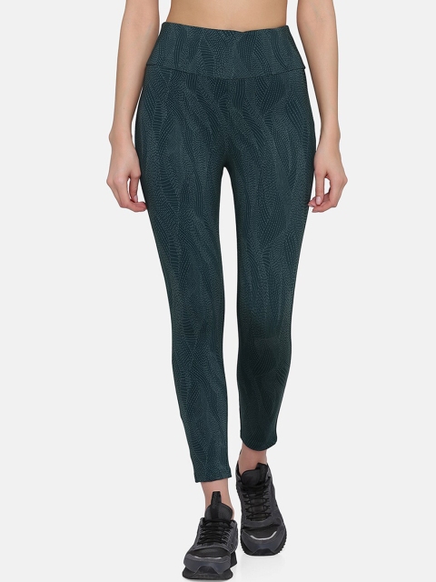 

Clovia Women Green & Grey Printed Tights