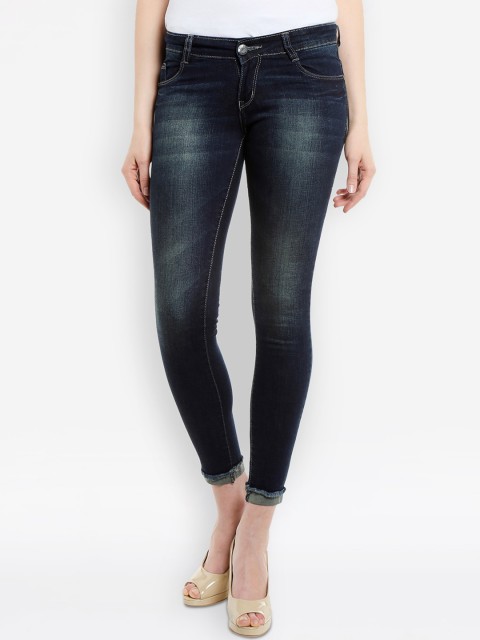 

fungus Women Navy Blue Skinny Fit Mid-Rise Clean Look Stretchable Jeans