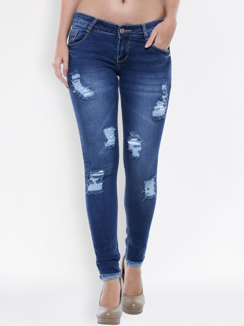 

fungus Women Blue Slim Fit High-Rise Highly Distressed Stretchable Jeans