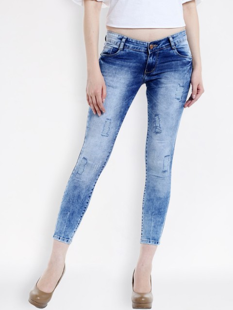 

fungus Women Blue Slim Fit Mid-Rise Low Distress Stretchable Jeans