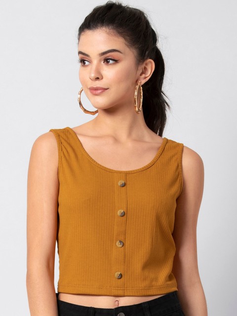 

FabAlley Women Mustard Yellow Solid Top