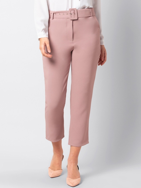 

FabAlley Women Pink Regular Fit Solid Regular Trousers