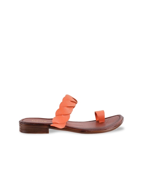 

Mochi Women Orange Textured Leather Comfort Heels