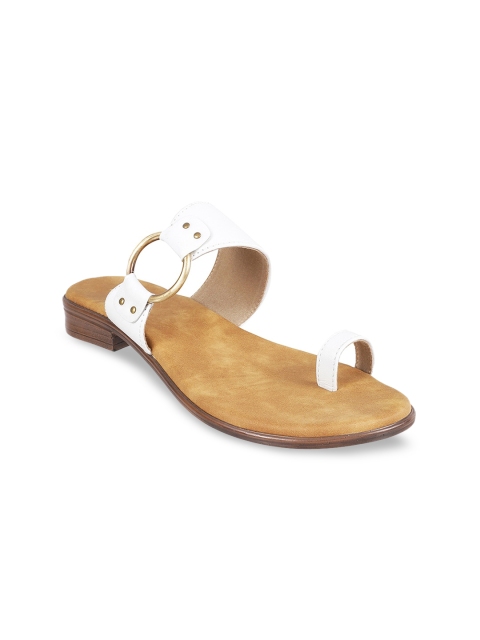 

Mochi Women White Embellished Leather Block Heels
