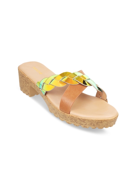 

Mochi Women Tan Brown & Yellow Colourblocked Heels