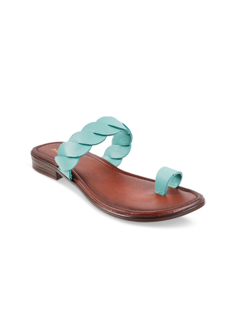 

Mochi Women Turquoise Blue Leather Textured Block Heels