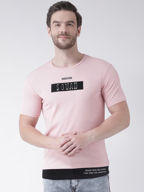 

Rex Straut Jeans Men Pink Slim Fit Printed Round Neck T-shirt