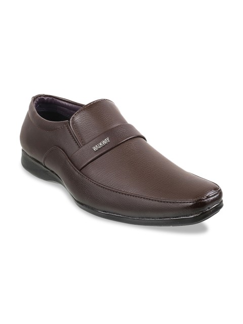 

WALKWAY Men Brown Solid Formal Slip-Ons