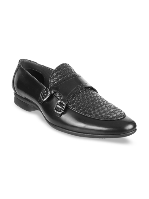 

WALKWAY by Metro Men Black Textured Formal Monks