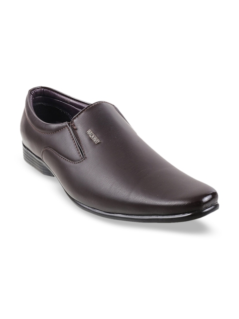 

WALKWAY Men Brown Solid Formal Slip-Ons