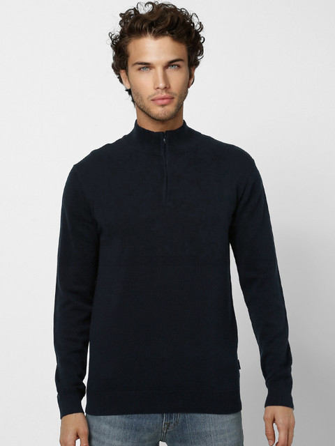 

Jack & Jones Men Navy Blue Solid Pullover Sweater