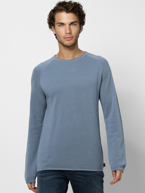 

Jack & Jones Men Blue Solid Pullover Sweater