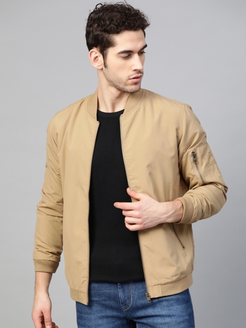 

Jack & Jones Men Beige Solid Bomber Jacket