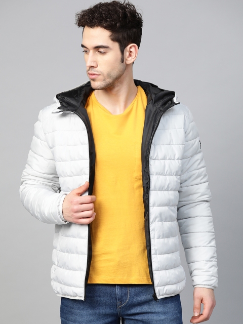 

Jack & Jones Men Grey Solid Hooded Padded Jacket