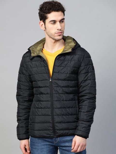 

Jack & Jones Men Black Solid Hooded Padded Jacket