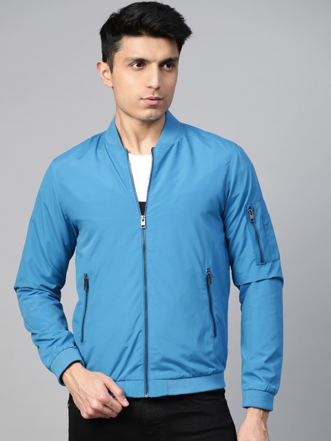 

Jack & Jones Men Blue Solid Bomber Jacket