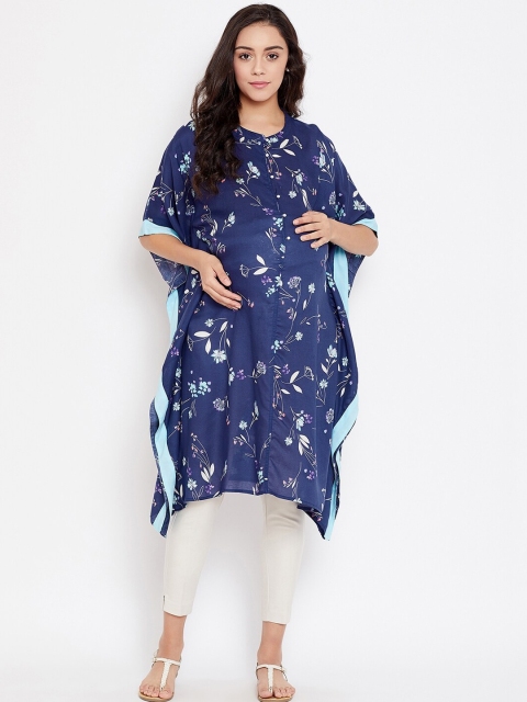 

The Kaftan Company Women Blue Printed Maternity Kurta