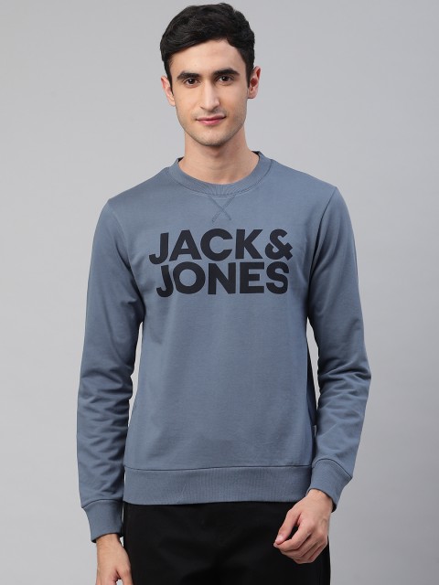 

Jack & Jones Men Blue Slim Fit Brand Logo Printed Sweatshirt