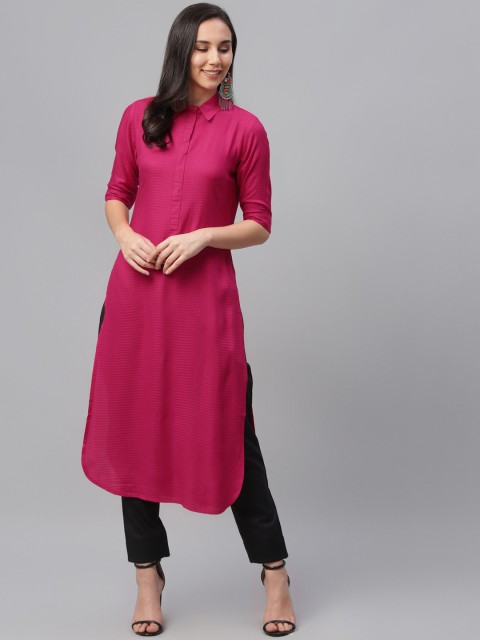 

Libas Women Pink Woven Design Pathani Kurta