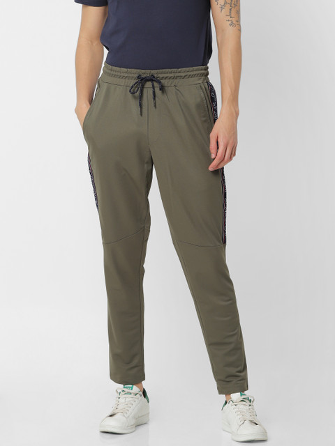 

Jack & Jones Men Olive Green Solid Track Pants