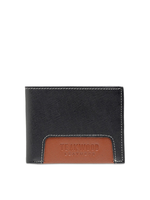 

Teakwood Leathers Men Black Solid Two Fold Leather Wallet