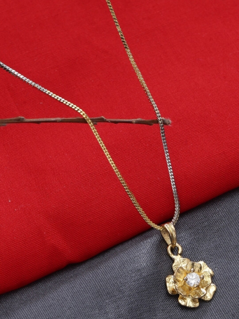 

ZeroKaata Gold-Plated & Black Handcrafted American Diamond Studded Chain
