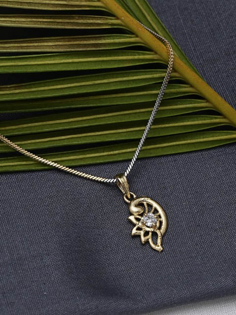 

ZeroKaata Gold-Plated American Diamond Necklace with Flower Metal Handcrafted Pendant