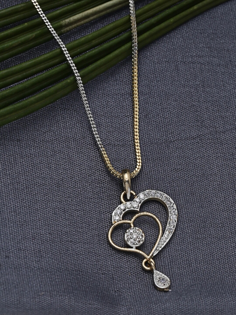 

ZeroKaata Gold-Plated American Diamond Studded Necklace with Heart Pendant