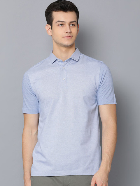 

Bruun & Stengade Men Blue Printed Polo Collar T-shirt