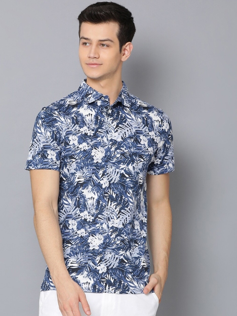 

Bruun & Stengade Men Blue Printed Polo Collar T-shirt