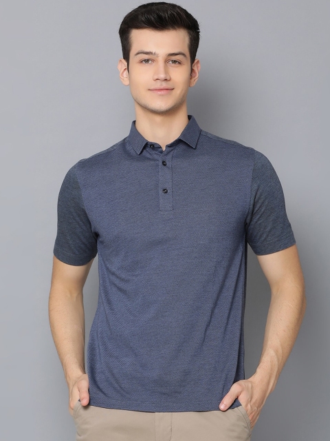 

Bruun & Stengade Men Blue Solid Polo Collar T-shirt