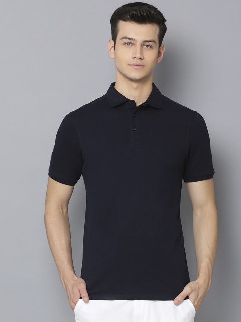 

Bruun & Stengade Men Navy Blue Solid Polo Collar T-shirt