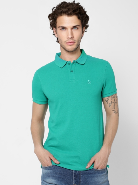 

Jack & Jones Men Green Solid Polo Collar T-shirt