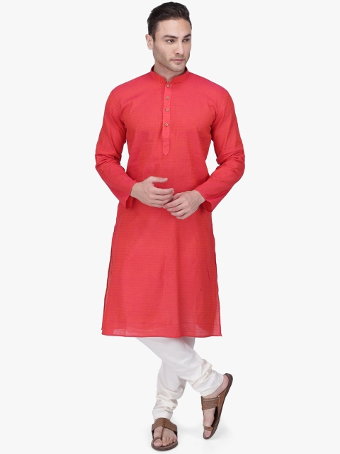 

RAJUBHAI HARGOVINDAS Men Red Solid A-Line Kurta