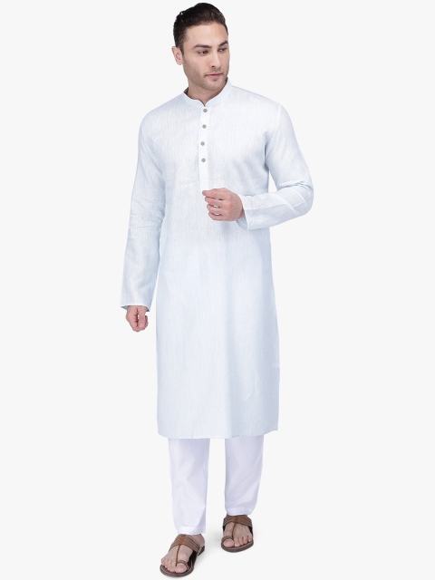 

RAJUBHAI HARGOVINDAS Men Blue Solid Straight Kurta