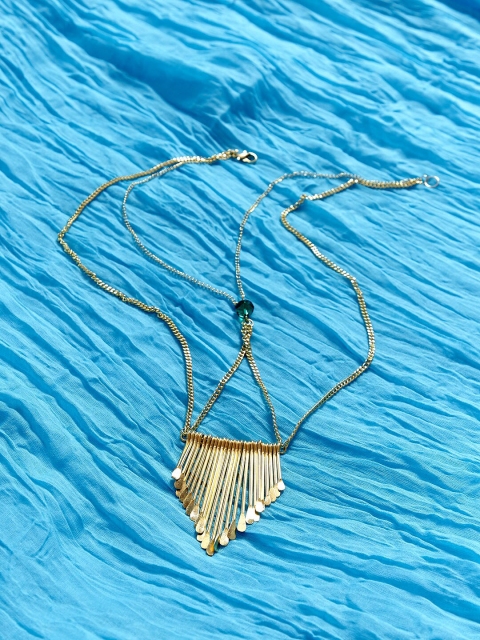 

ZeroKaata Gold-Plated Beaded Tasselled Handcrafted Necklace