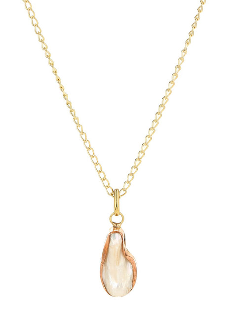 

ZeroKaata Beige Gold-Plated Stone-Studded Handcrafted Pendant with Chain