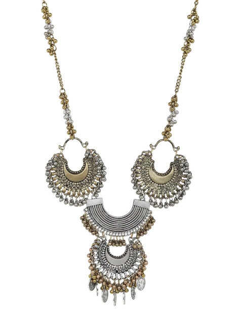 

ZeroKaata Oxidized Silver-Toned Gold-Plated Handcrafted Afghan Necklace