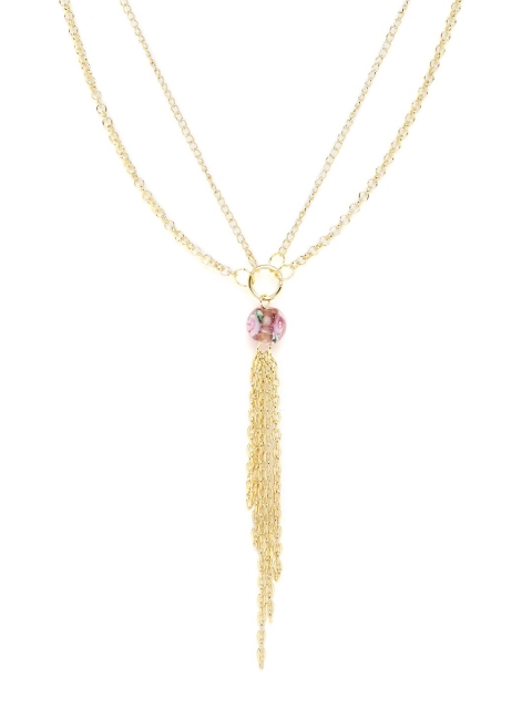 

ZeroKaata Pink Gold-Plated Beaded & Tasseled Handcrafted Dual-Stranded Necklace