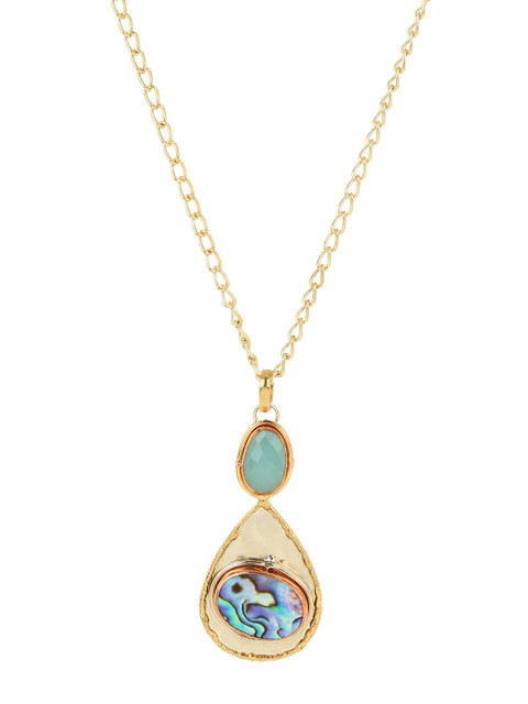 

ZeroKaata Blue Gold-Plated Stone-Studded Handcrafted Pendant with Chain