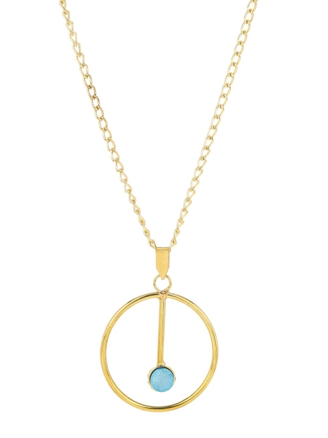 

ZeroKaata Women Gold-Plated Stone Studded Handcrafted Circular Pendant with Chain