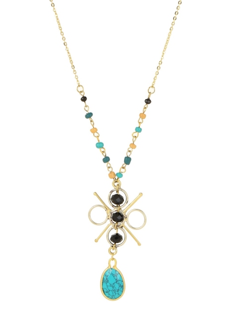 

ZeroKaata Women Blue Gold-Plated Beaded Handcrafted Minimal Necklace
