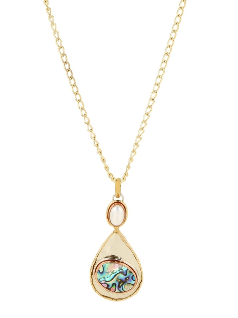 

ZeroKaata Women Blue Gold-Plated Beaded Teardrop Handcrafted Pendant with Chain