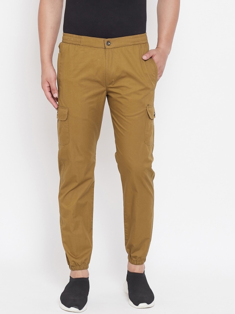 

Okane Men Olive Brown Solid Joggers