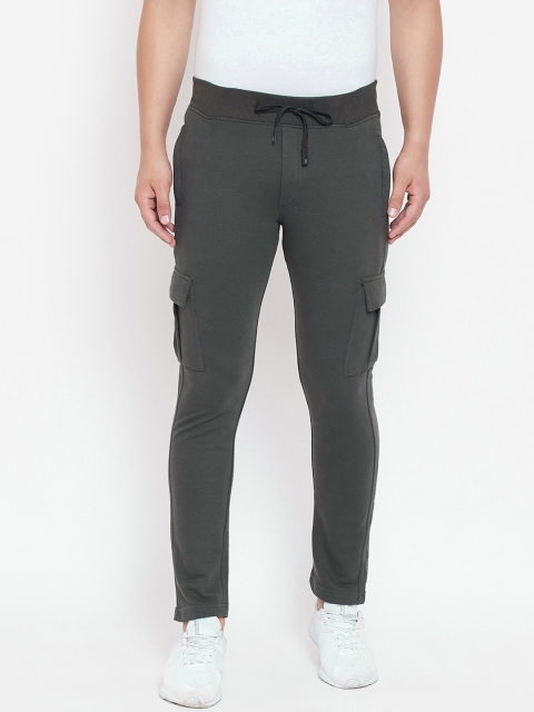 

Okane Men Olive Green Solid Track Pants