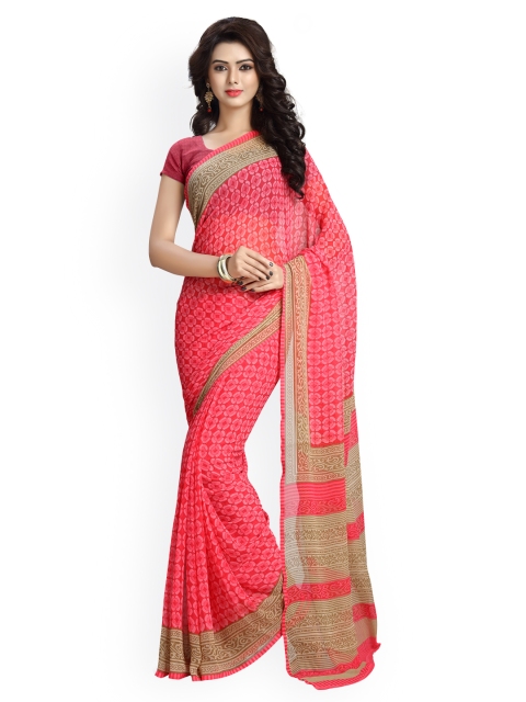 

Vaamsi Pink Chiffon Printed Saree