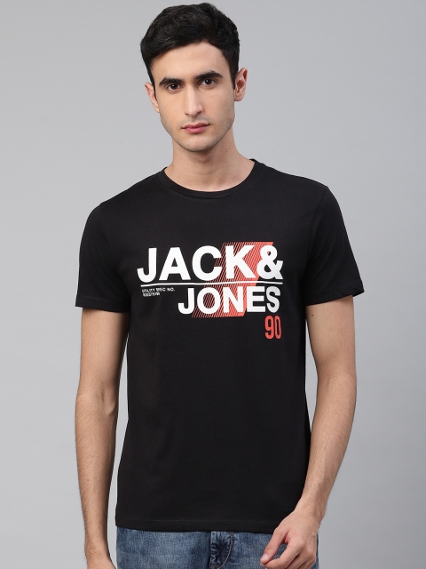 

Jack & Jones Men Black Printed Round Neck T-shirt